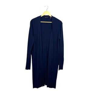 Kobi Halperin Duster Cardigan Sweater Size Large Blue Open Front Knit Old Money